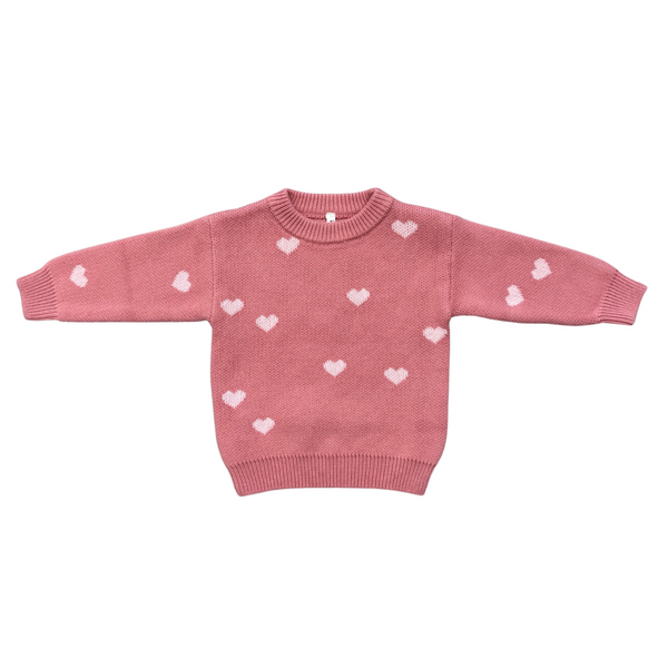 KNIT SWEATER - PINK HEARTS