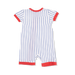 Baseball Stripe  Shortie 2 Way Zipper Romper
