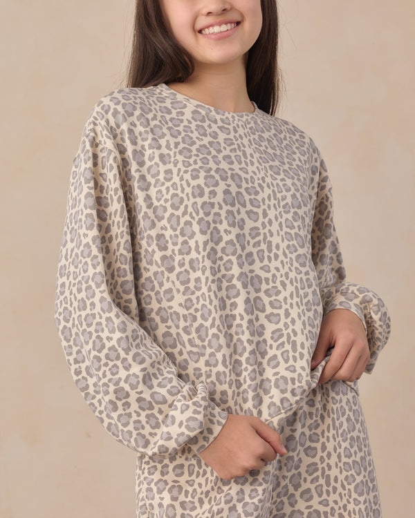 TEEN OVERSIZED SWEATSHIRT BLUE LEOPARD