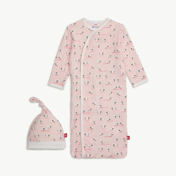 Baa Baa Baby Pink Modal Magnetic Gown Set