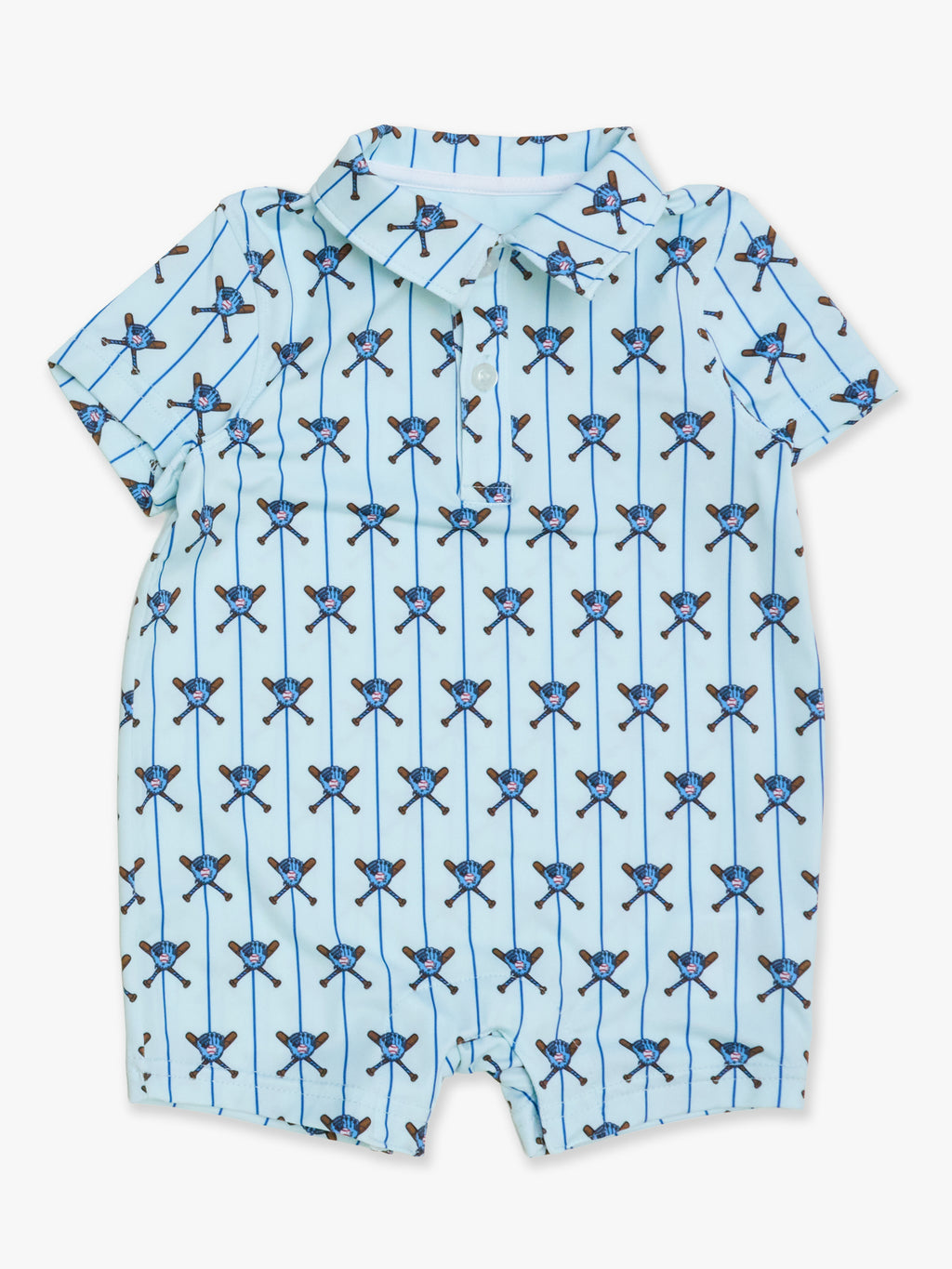 Performance Polo Romper - TINY BLUE BATTER UP