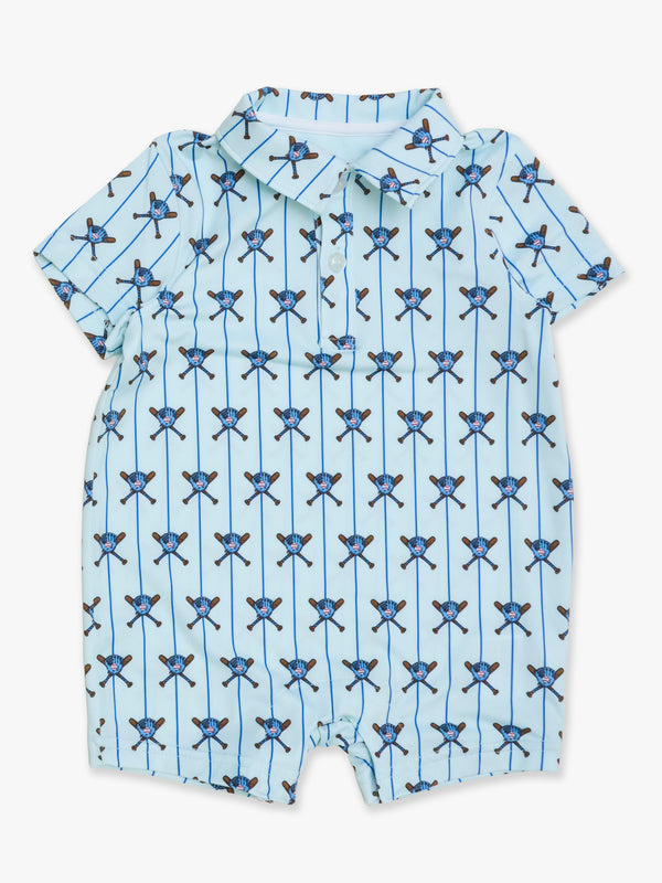 Performance Polo Romper - TINY BLUE BATTER UP