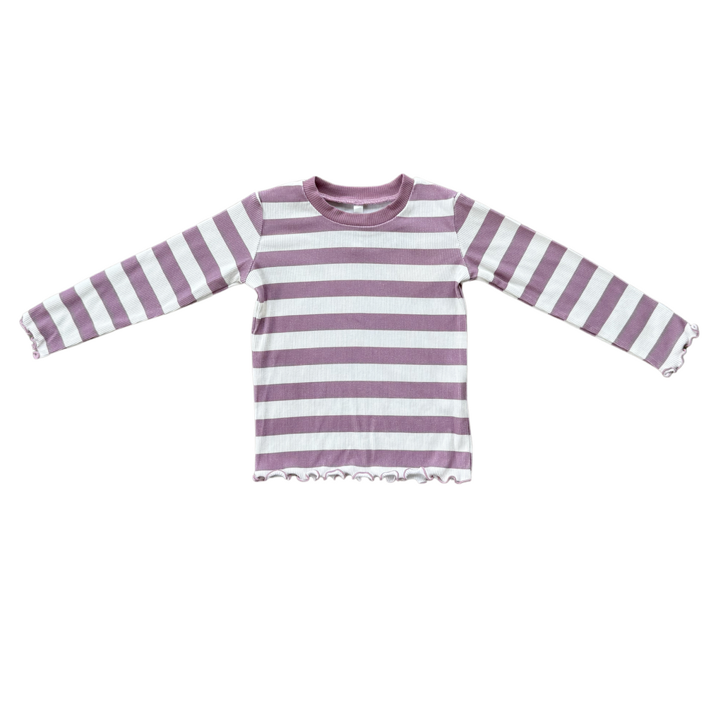 LETTUCE HEM TEE - DUSKY ORCHID STRIPE