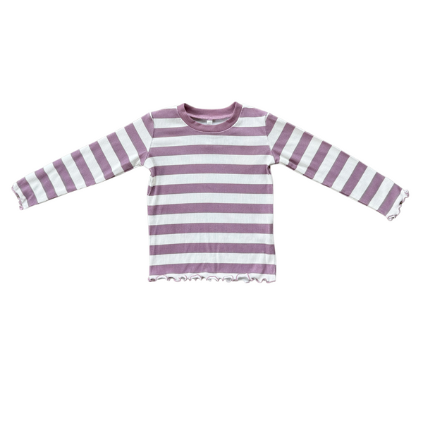 LETTUCE HEM TEE - DUSKY ORCHID STRIPE