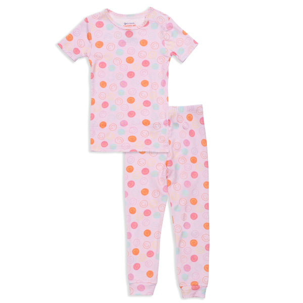 pink smile modal magnetic no drama toddler pajama short sleeve set