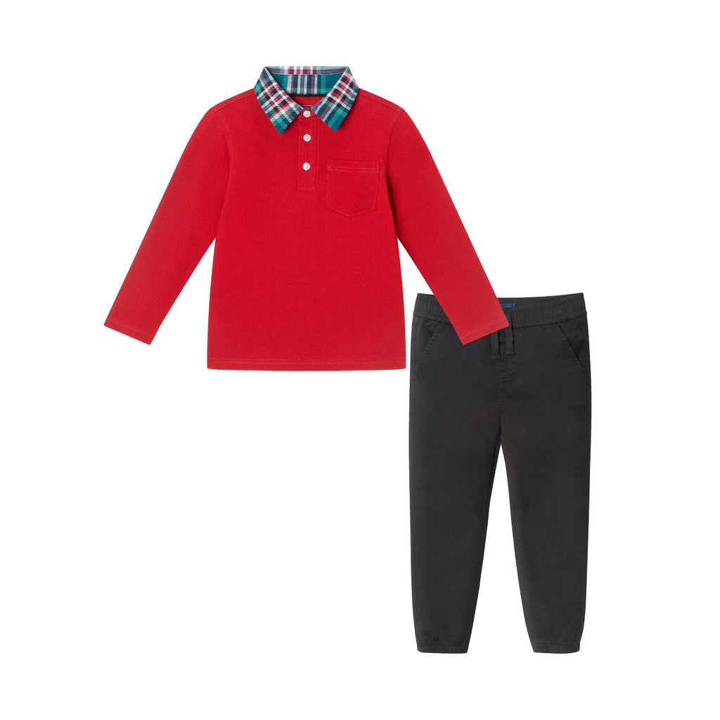 Red Holiday Polo & Pants Set