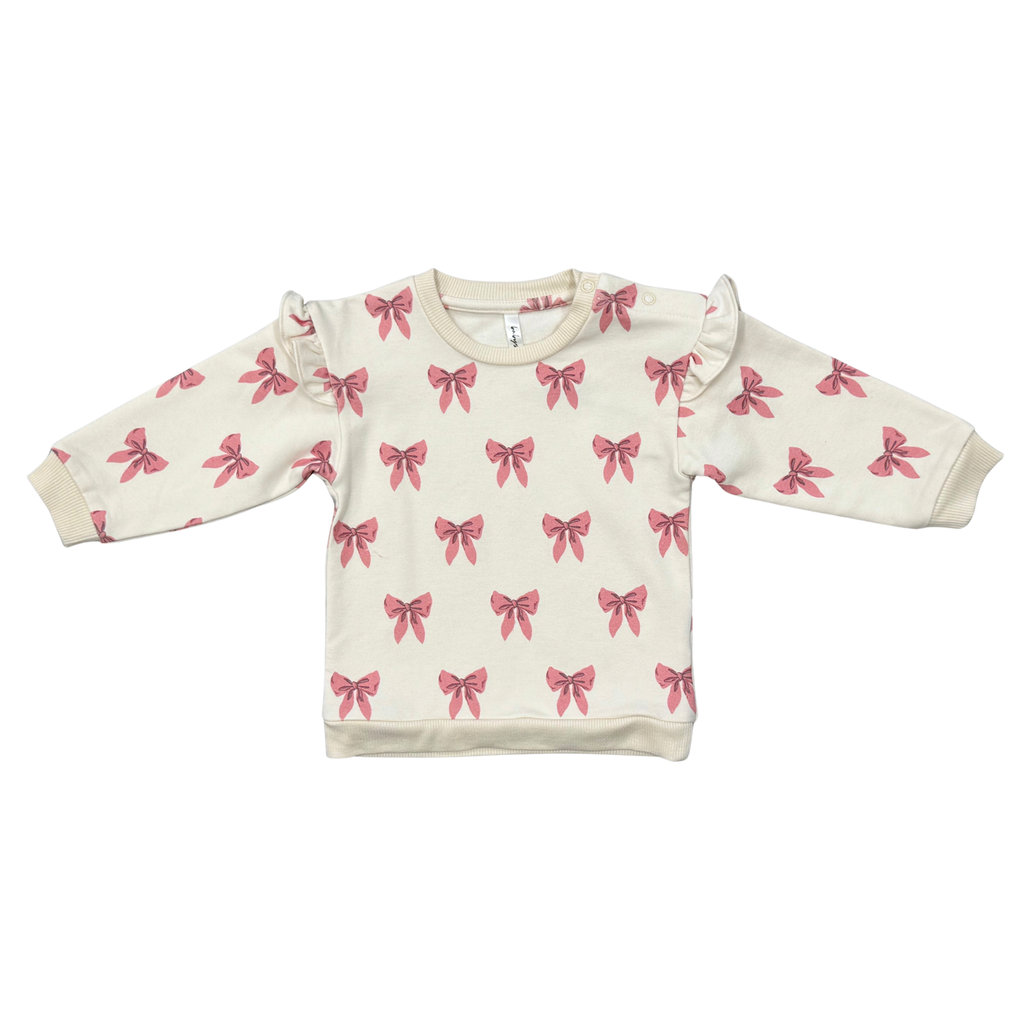 GIRLS RUFFLE SWEATSHIRT - ROSE ELEGANCE BOWS
