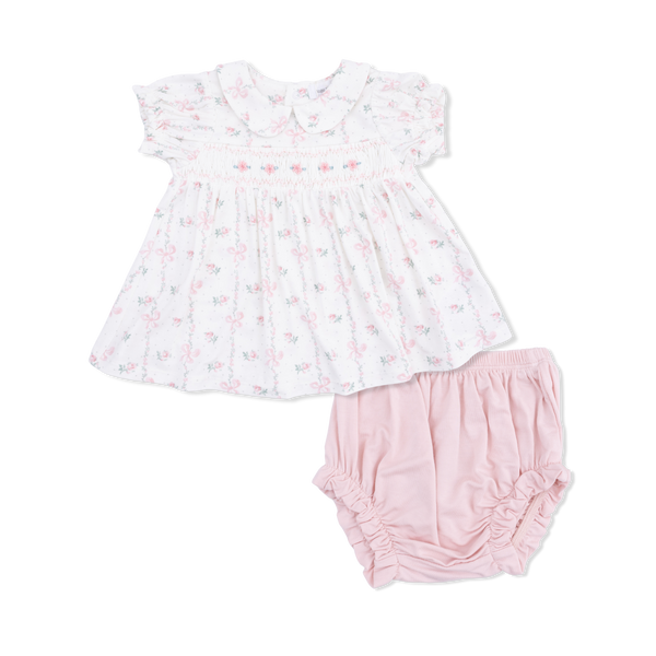 Dainty Buds and Bows  Smocked Dress Set