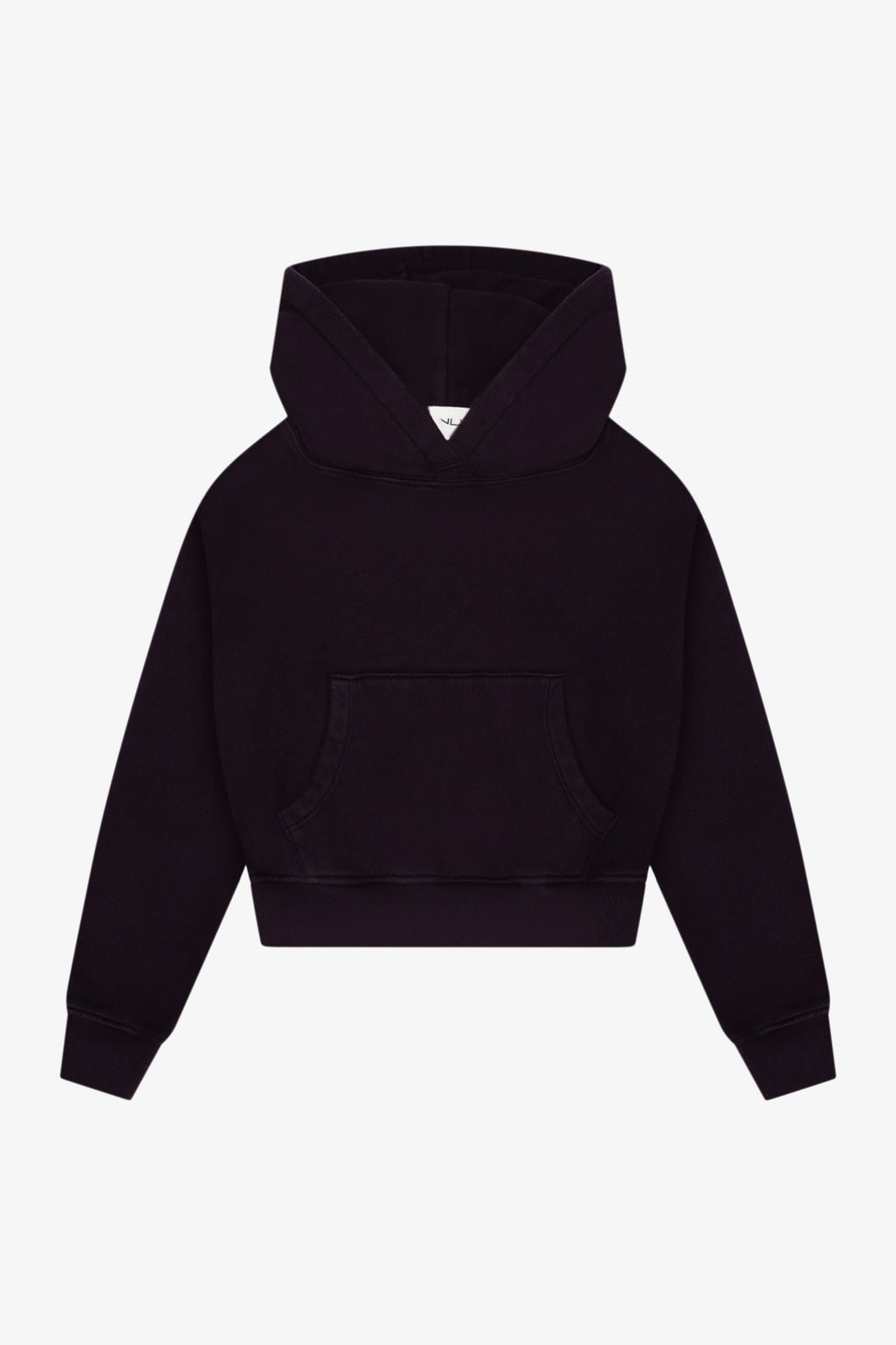 COTTON FLEECE CROPPED KANGAROO POCKET HOODIE