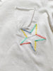Twisted Sleeve Slouchy Pocket Tee wth Rainbow Embroidery Star