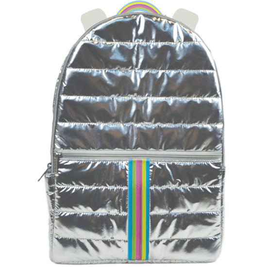 Silver Rainbow Puffer Backpack