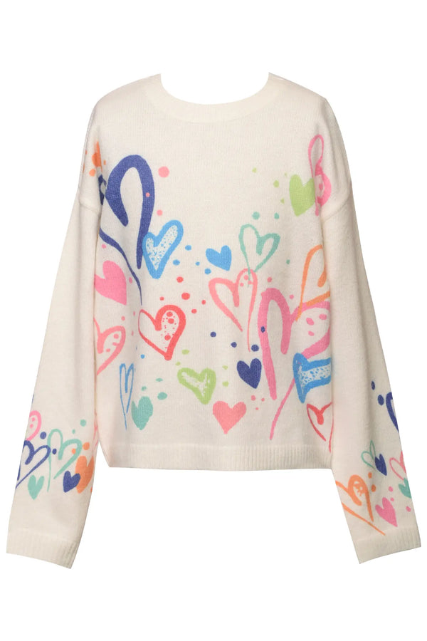 All Over Heart Print Sweater