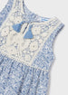 Crochet Motif Cotton Dress - Blue 3930