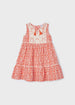 Crochet Motif Cotton Dress Girl - Coral 3930