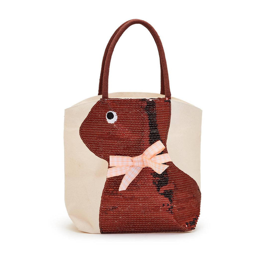 Sequin Bunny Tote Bag with Gingham Bow Tie