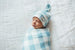 Lincoln newborn top knot hat