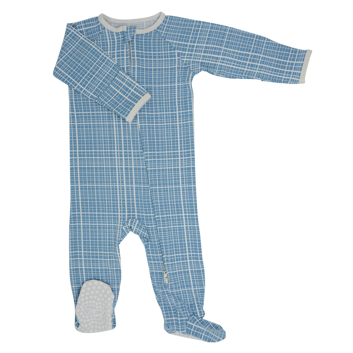 Zipper Footie - Blue Weave
