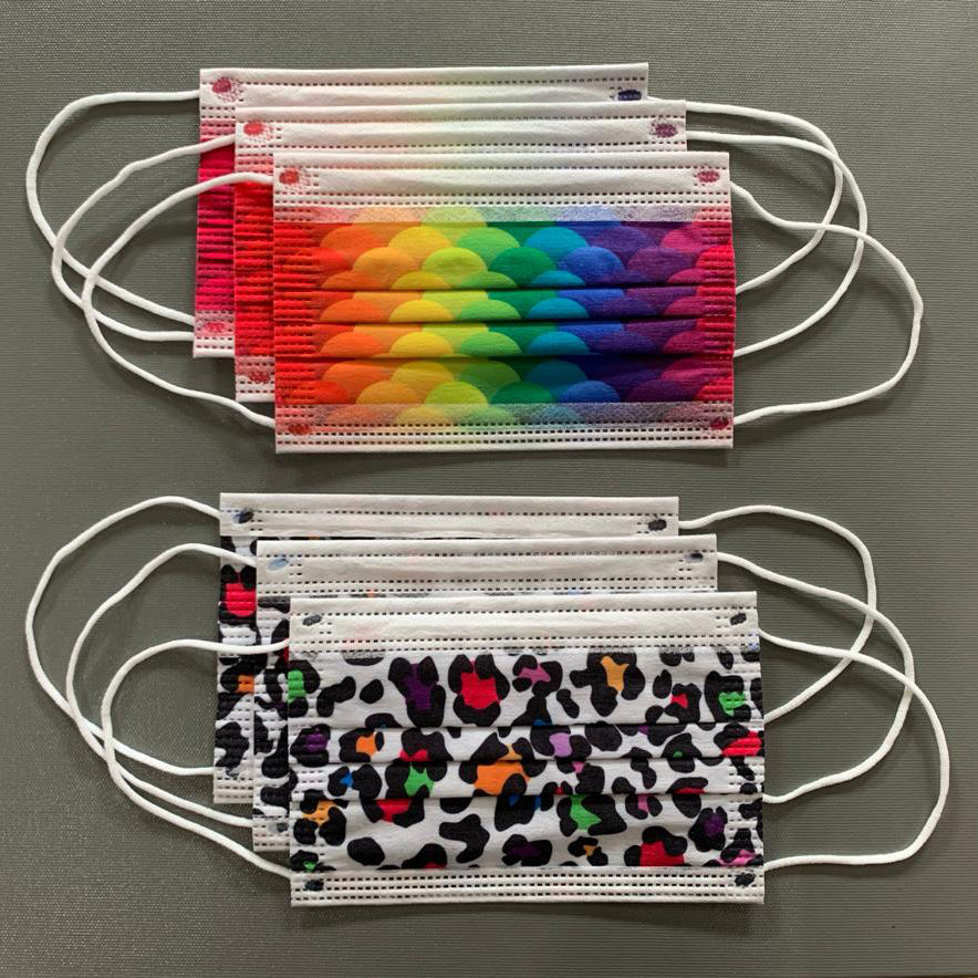KIDS FUN MASKS (6-PACK) “LEOPARD CAMO” & “RAINBOW SKIN” DESIGNS
