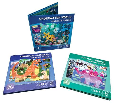 3 Magnetic Puzzle Books 2 in 1