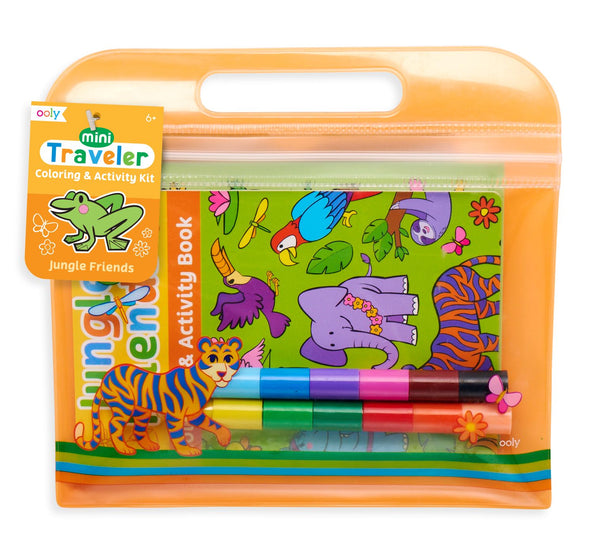 mini traveler coloring and activity kit - jungle friends