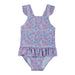 Infant UPF 50+ Baby Daisy Print One-piece Swimsuit & Hat Set | Purple