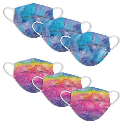 KIDS FUN MASKS (6-PACK) "RAINBOW TIE DYE” & “PURPLE TIE DYE” DESIGNS
