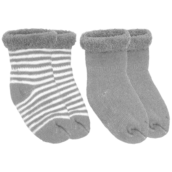 2-Pack Terry Newborn Socks | Grey