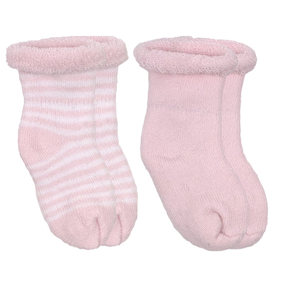2-Pack Terry Newborn Socks - Baby Pink