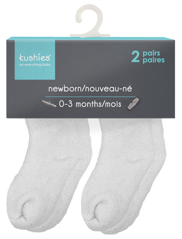 2-Pack Terry Newborn Socks - White