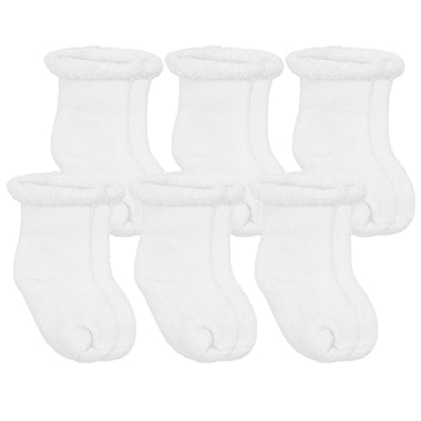 6-Pack Terry Newborn Socks | White