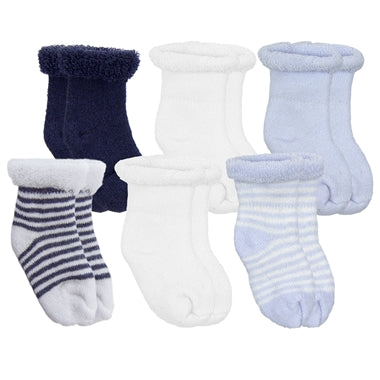 6-Pack Terry Newborn Socks | Blue