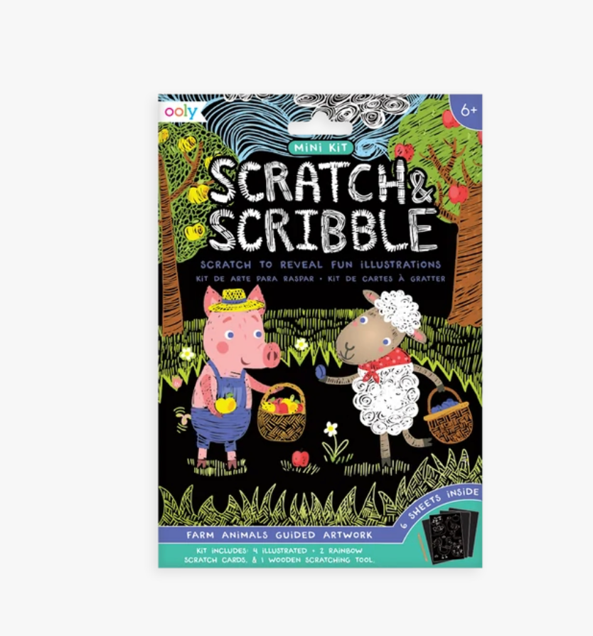 farm animals scratch and scribble mini scratch art kit