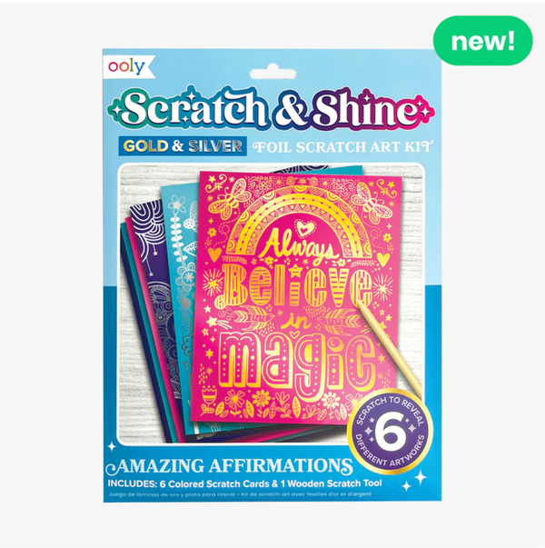 scratch and shine foil scratch art kit - amazing affirmations
