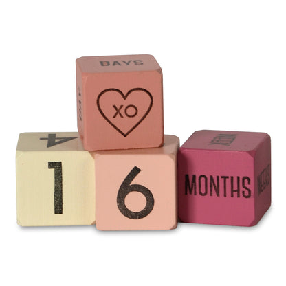 baby age blocks pink - set of 4