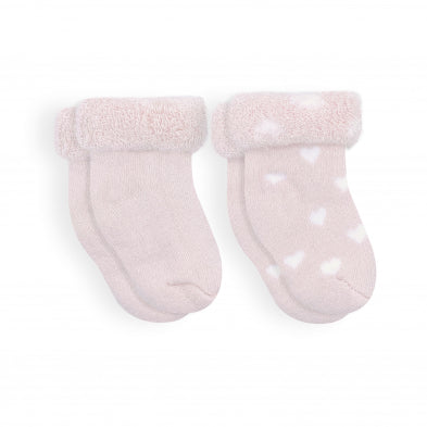 SOCKS TERRY PINK SOLID/HEARTS