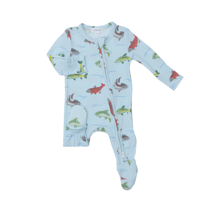 BAMBOO ZIPPER FOOTIE - SALMON