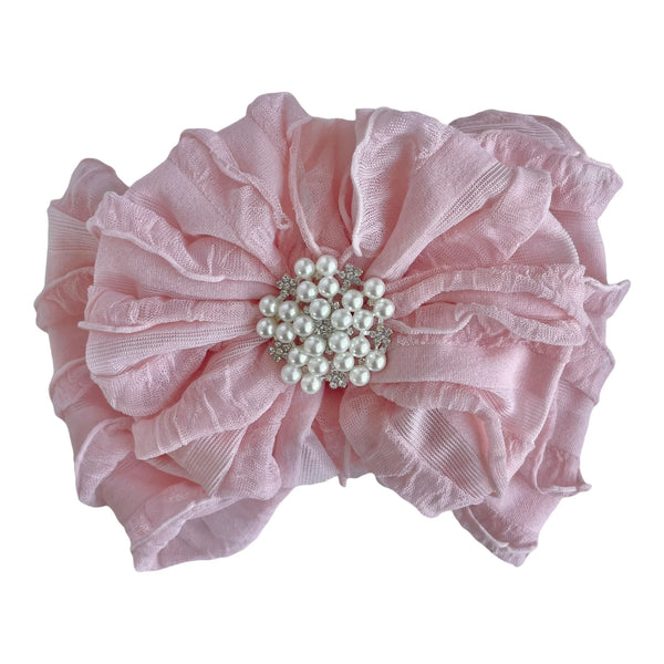 Pearl Ruffled Headband - Sweet Pink